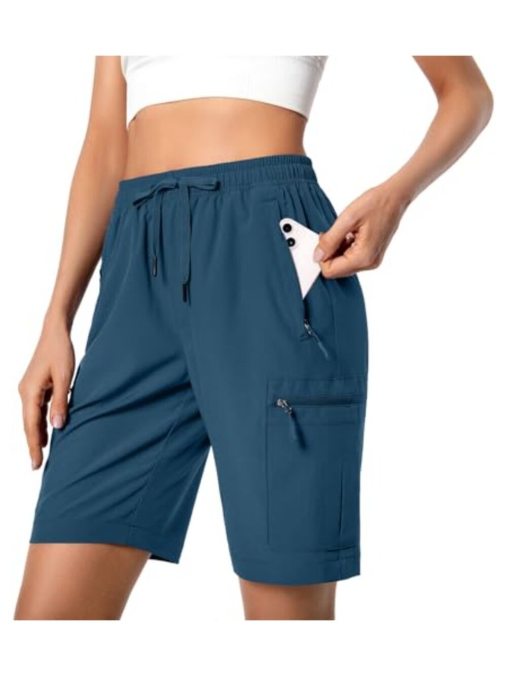 Women's Lightweight Hiking Cargo Shorts Quick Dry Athletic Zipper Pockets Water